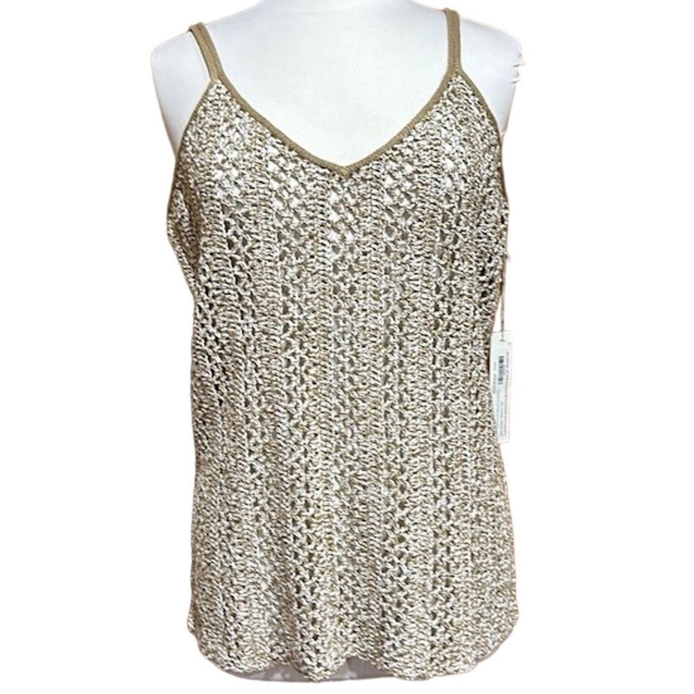 Worth Women's Knit Top Tiger's Eye & Optic White Blouse Size XL - NWT